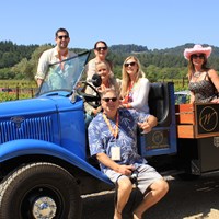 Visitors In Winery Truck
